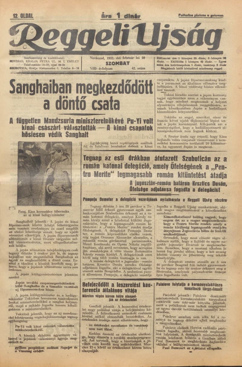 Reggeli Újság, 13. évf. 1932. február 20. 42. sz.