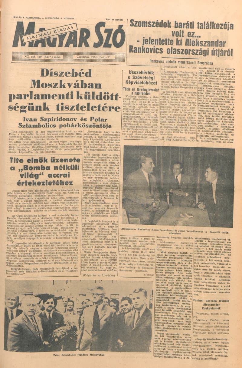 Magyar Szó, 19. évf. 1962. június 21. 169. sz. 1–14. oldal