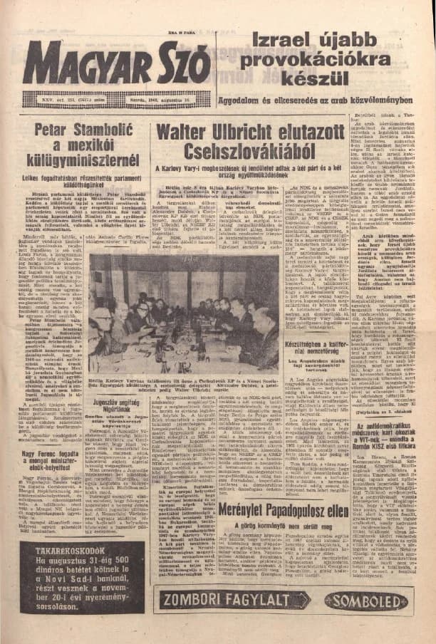 Magyar Szó, 25. évf. 1968. augusztus 14. 223. sz. 1–12. oldal