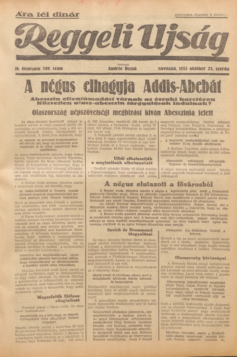 Reggeli Újság, 16. évf. 1935. október 23. 249. sz.