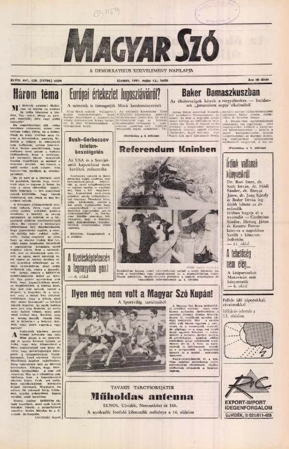Magyar Szó, 48. évf. 1991. május 13. 130. sz. 1–24. oldal