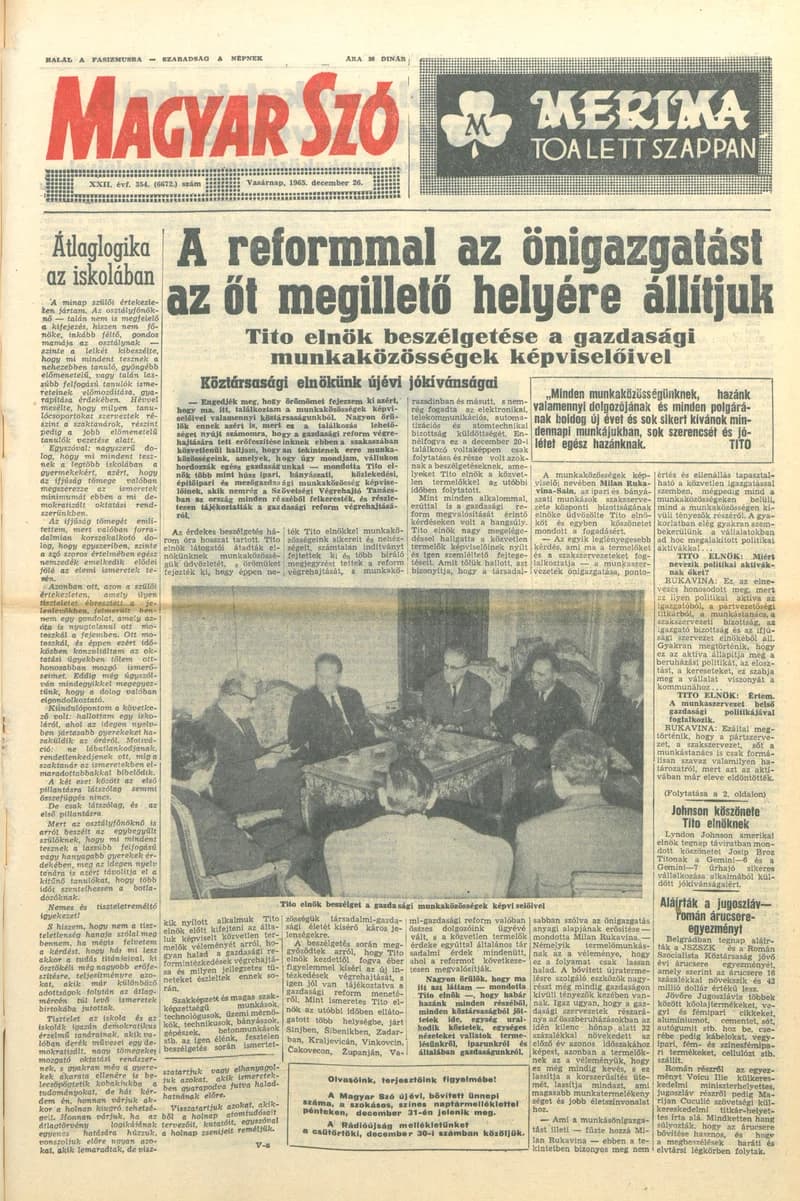 Magyar Szó, 22. évf. 1965. december 26. 354. sz.
