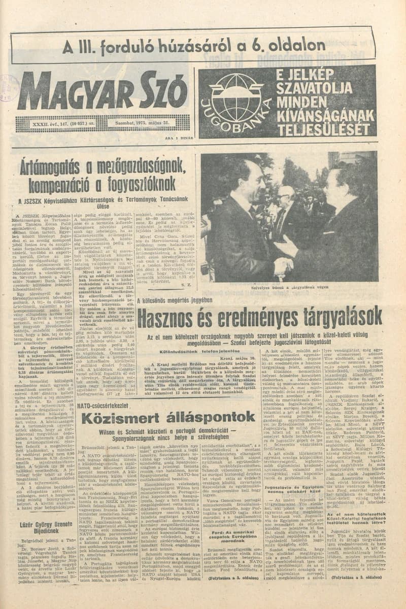 Magyar Szó, 32. évf. 1975. május 31. 147. sz.