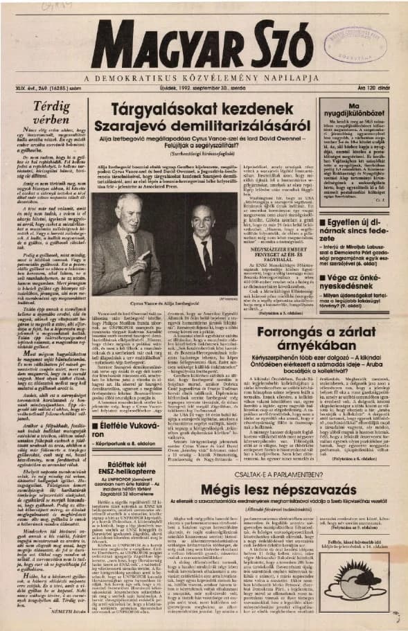 Magyar Szó, 49. évf. 1992. szeptember 30. 269. sz. 1–16. oldal