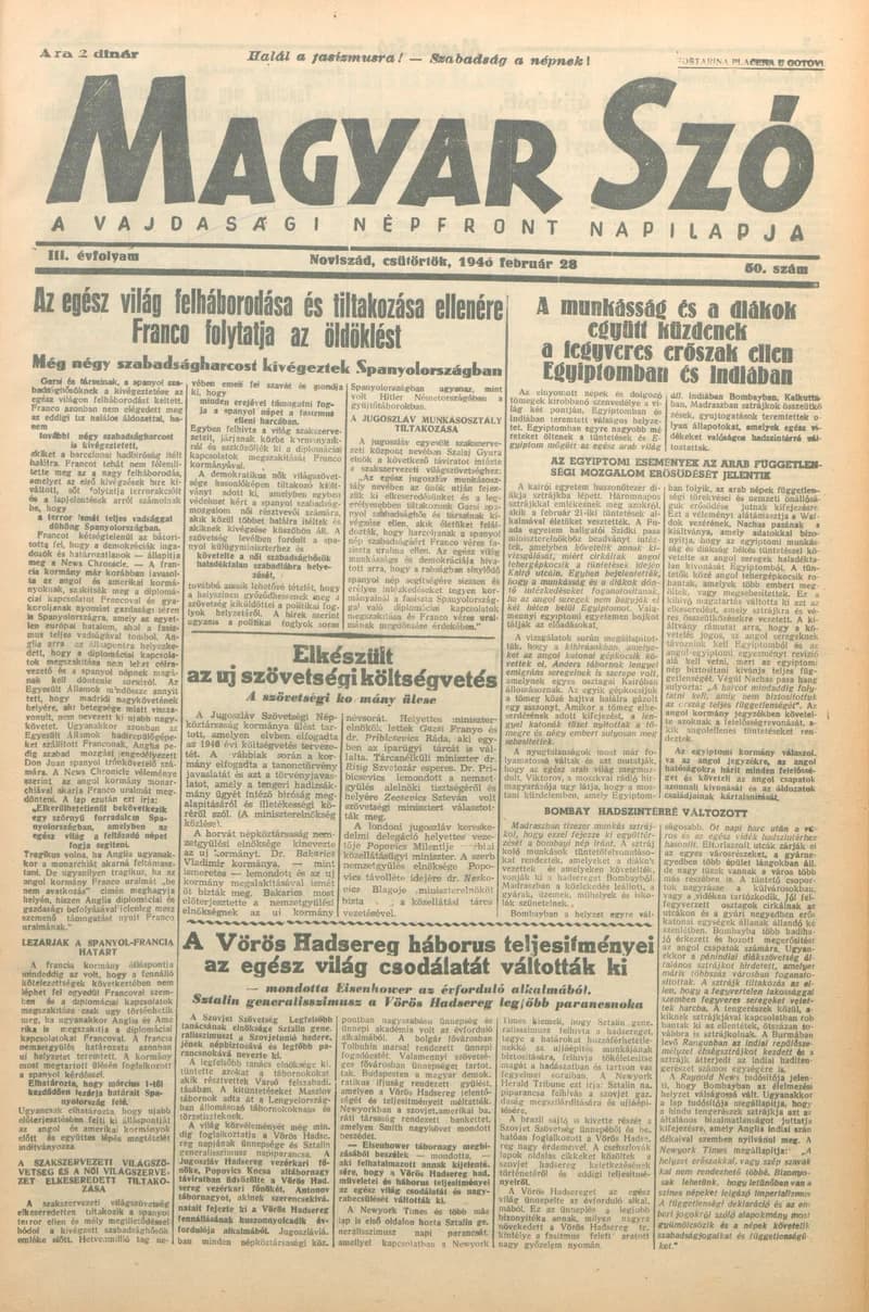 Magyar Szó, 3. évf. 1946. február 28. 50. sz. 1–8. oldal