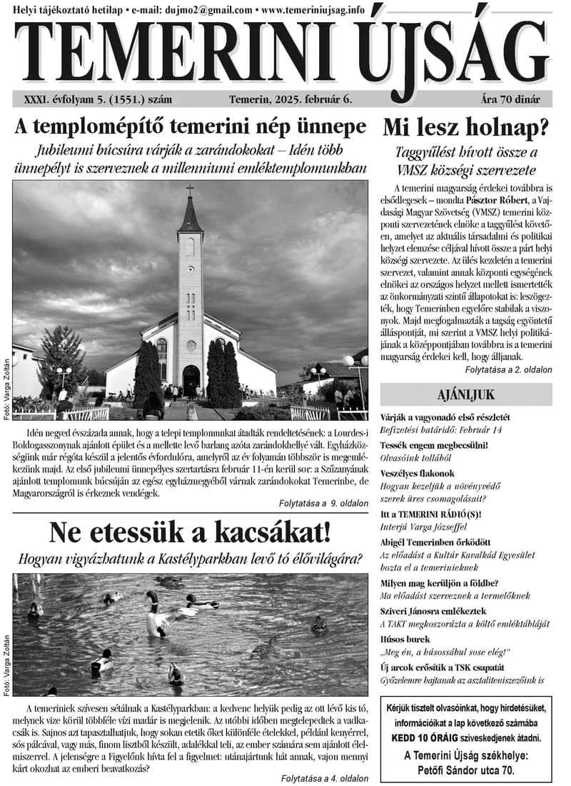 Temerini Újság, 31. évf. 2025. február 6. 5. sz.