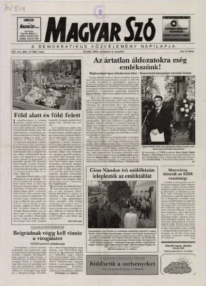 Magyar Szó, 59. évf. 2002. november 2. 260. sz. 1–16. oldal