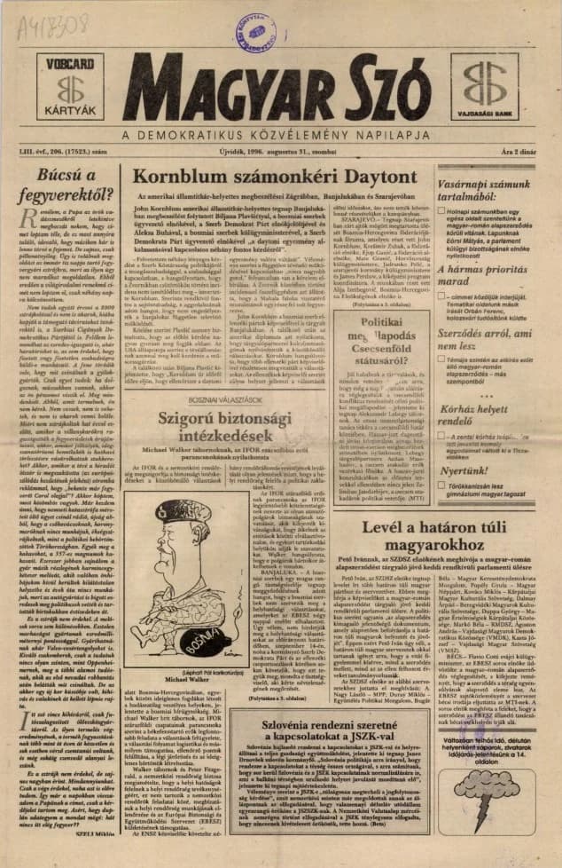 Magyar Szó, 53. évf. 1996. augusztus 31. 206. sz. 1–16. oldal
