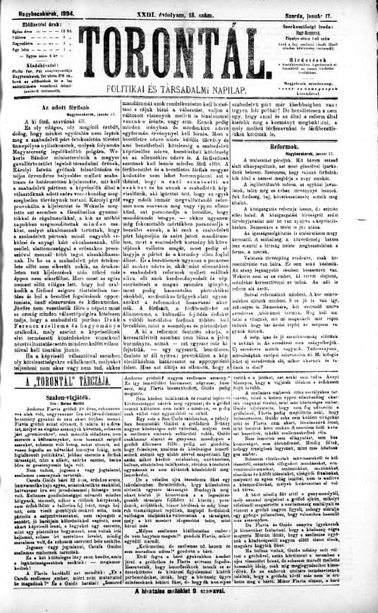 Torontál, 23. évf. 1894. január 17. 13. sz.