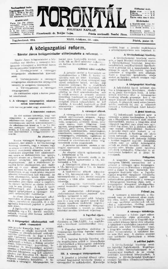 Torontál, 43. évf. 1914. június 12. 131. sz.