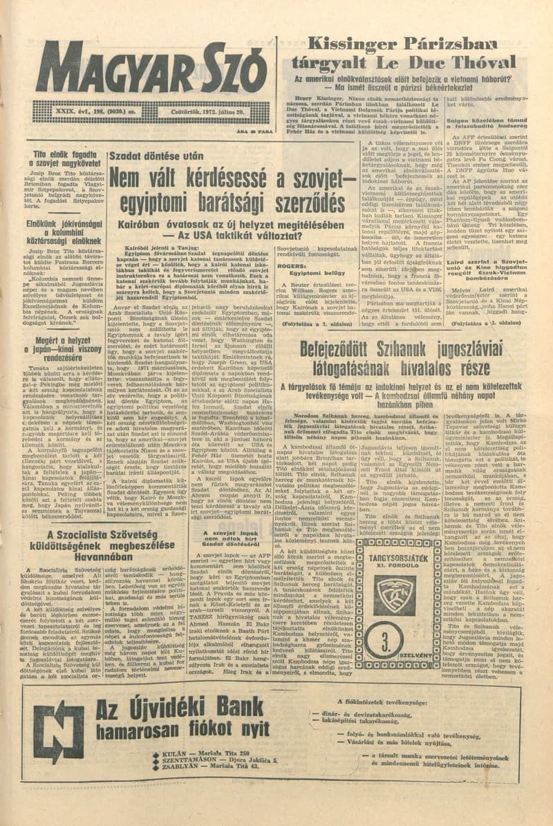 Magyar Szó, 29. évf. 1972. július 20. 198. sz. 1–12. oldal