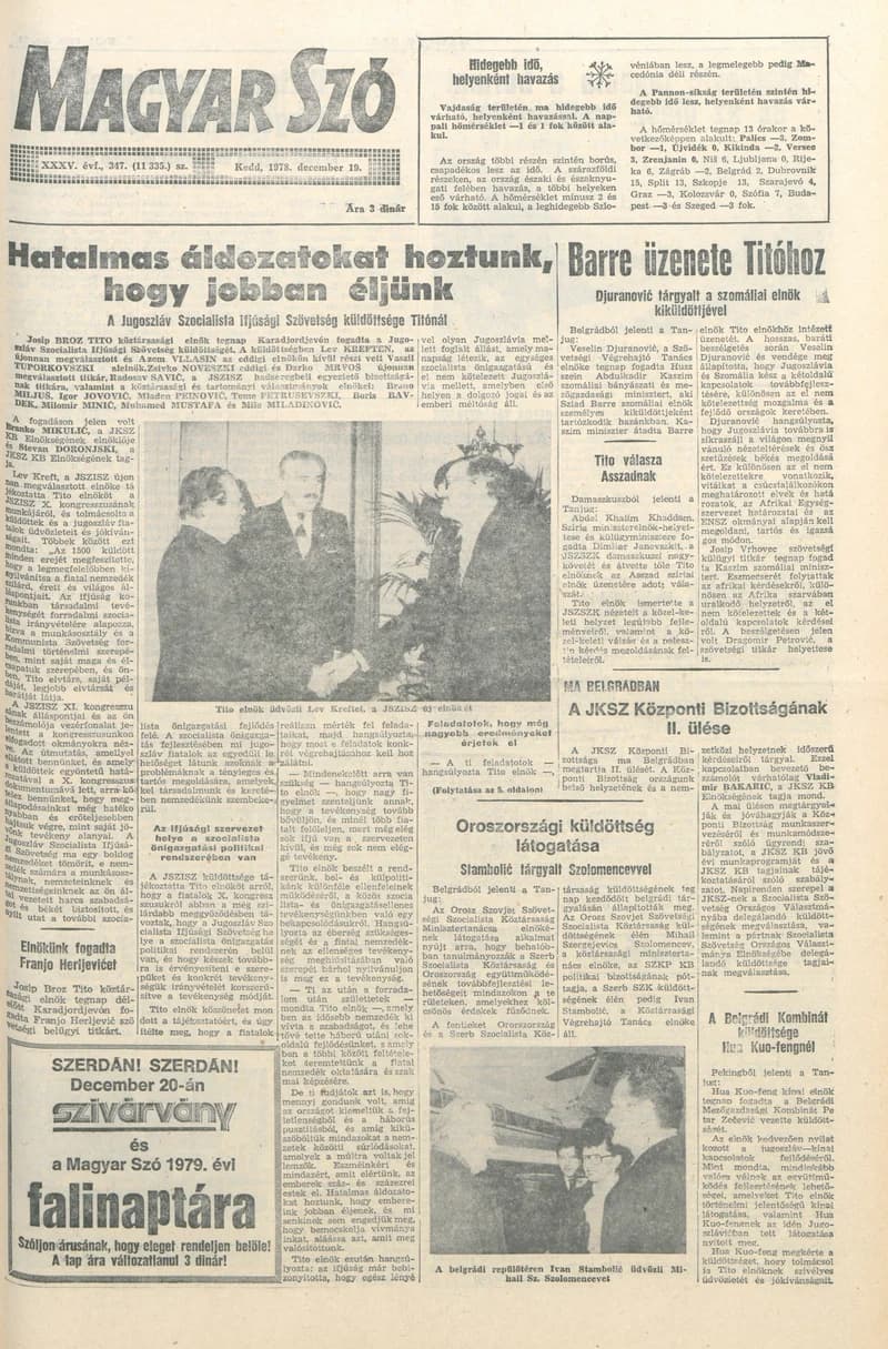 Magyar Szó, 35. évf. 1978. december 19. 347. sz. 1–20. oldal