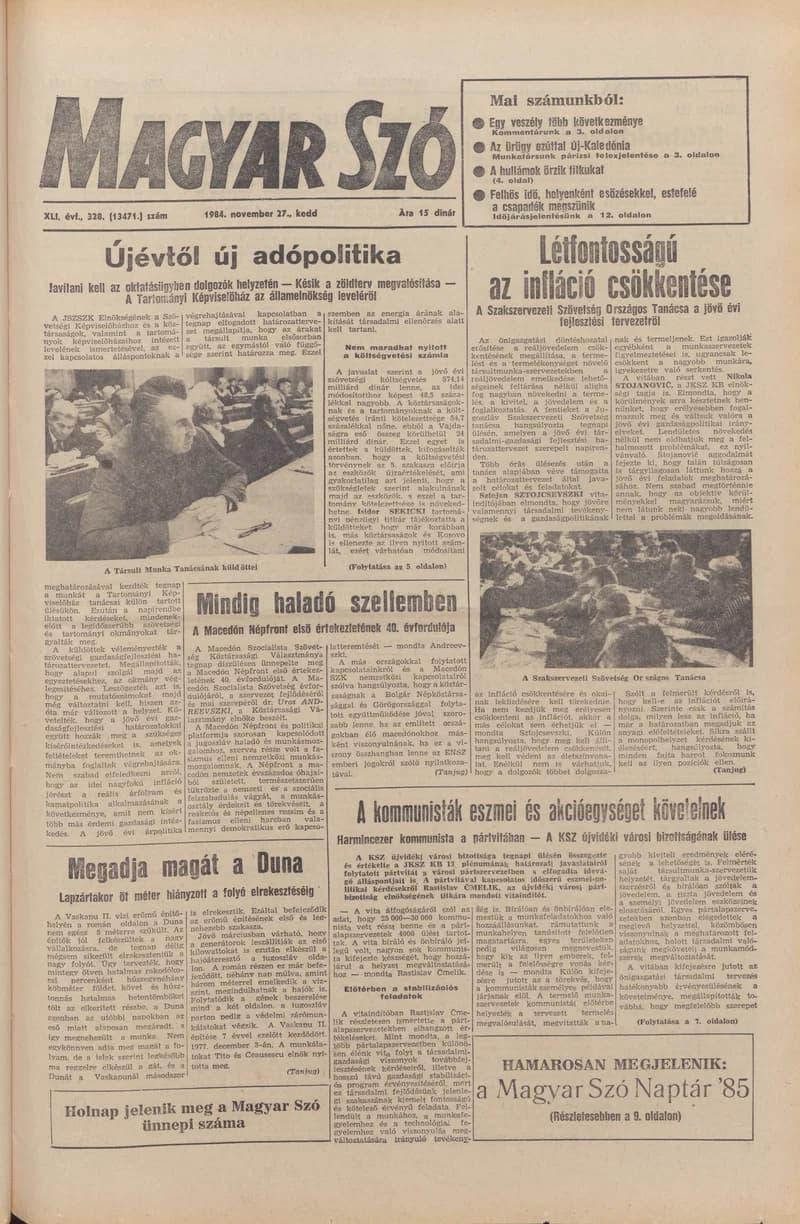 Magyar Szó, 41. évf. 1984. november 27. 328. sz. 1–24. oldal