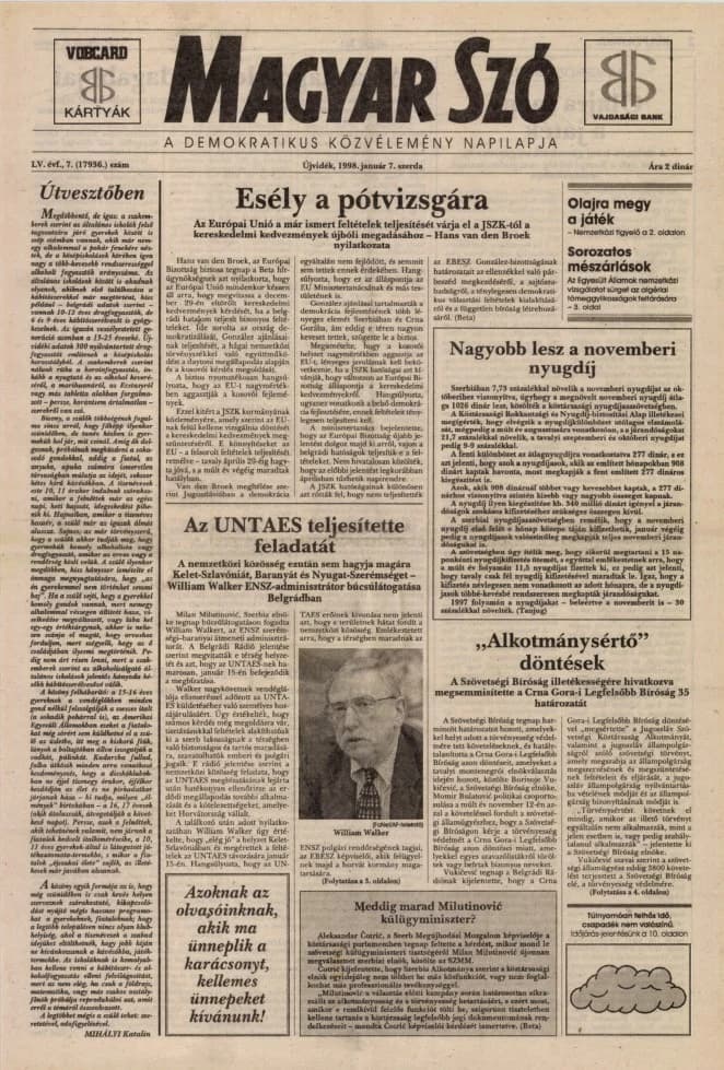 Magyar Szó, 55. évf. 1998. január 7. 7. sz. 1–16. oldal