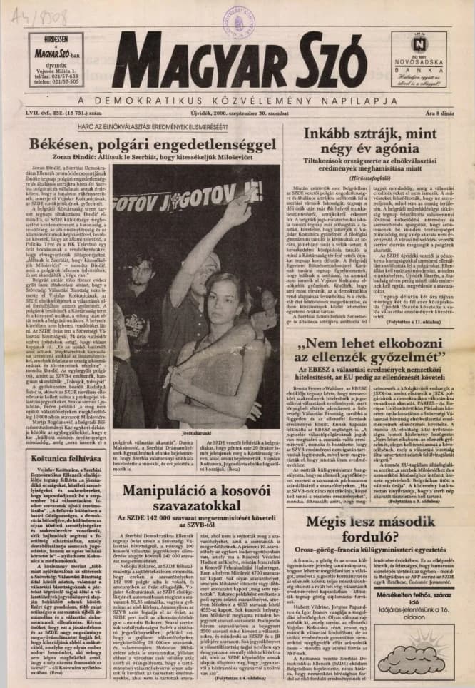 Magyar Szó, 57. évf. 2000. szeptember 30. 232. sz. 1–16. oldal