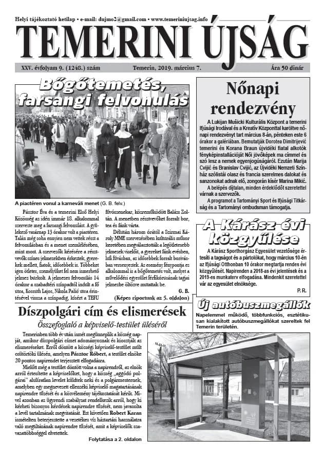 Temerini Újság, 25. évf. 2019. március 7. 9. sz.