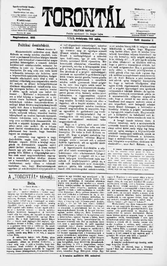 Torontál, 29. évf. 1900. december 11. 283. sz.
