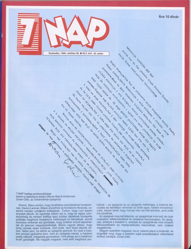 7 Nap, 45. évf. 1990. október 26. 43. sz. 1–68. oldal