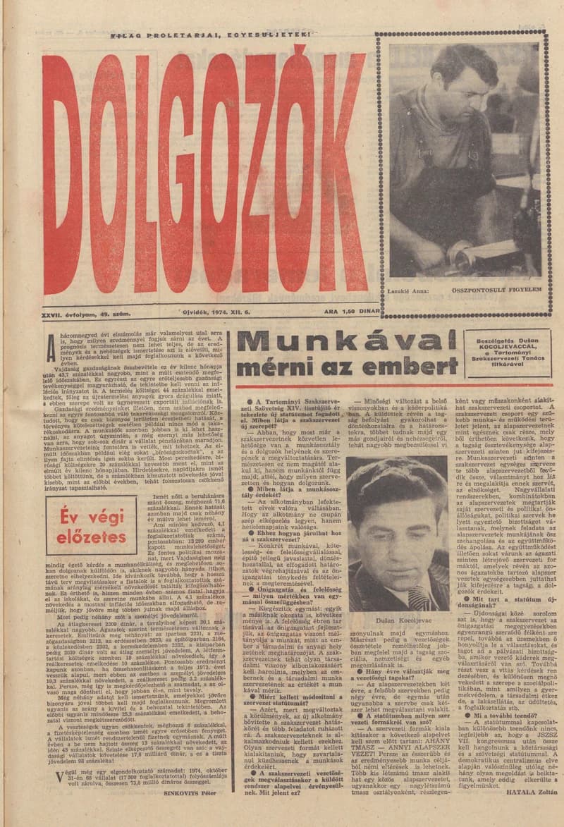 Dolgozók, 28. évf. 1974. december 6. 49. sz.