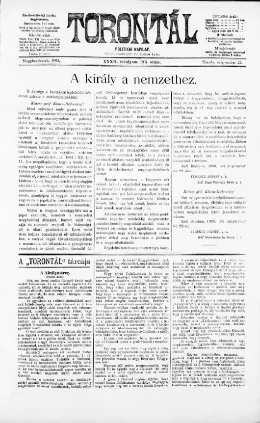 Torontál, 32. évf. 1903. szeptember 23. 215. sz.