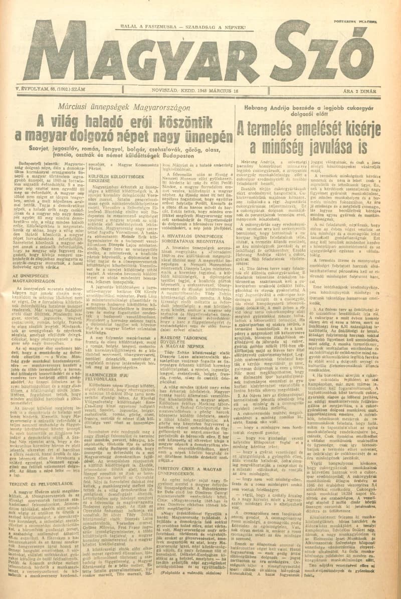 Magyar Szó, 5. évf. 1948. március 16. 65. sz. 1–6. oldal