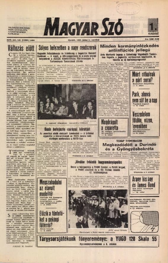 Magyar Szó, 46. évf. 1989. június 3. 149. sz. 1–24. oldal