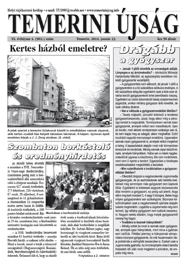 Temerini Újság, 20. évf. 2014. január 23. 4. sz.