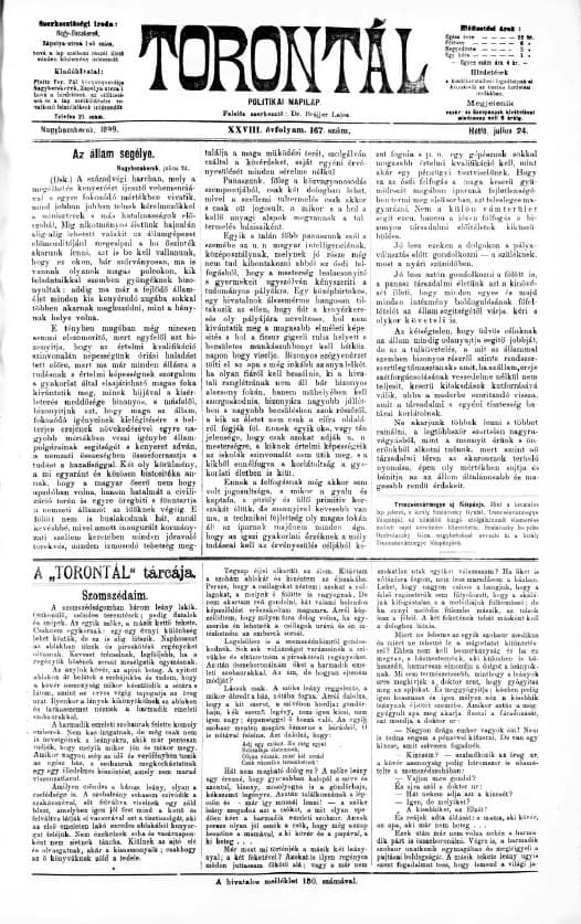 Torontál, 28. évf. 1899. július 24. 167. sz.