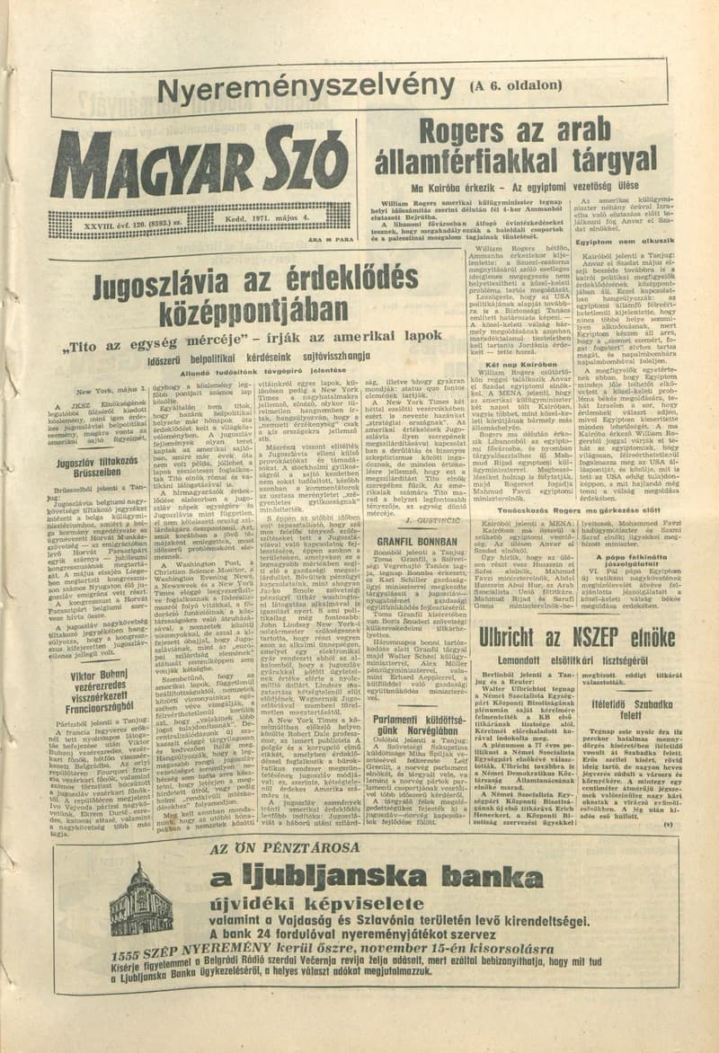 Magyar Szó, 28. évf. 1971. május 4. 120. sz. 1–16. oldal