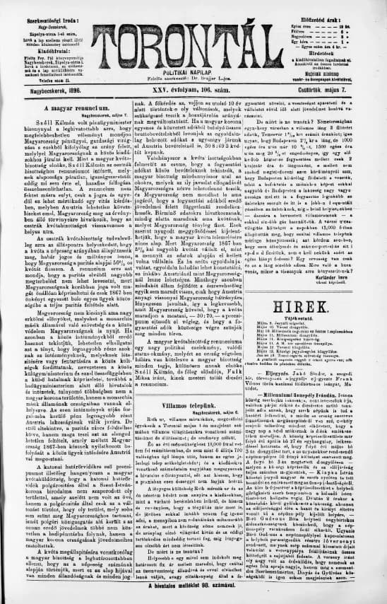 Torontál, 25. évf. 1896. május 7. 106. sz.