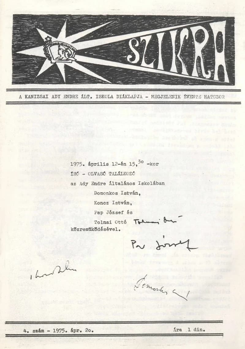 Szikra, 2. évf. 1975. április 20. 4. sz.