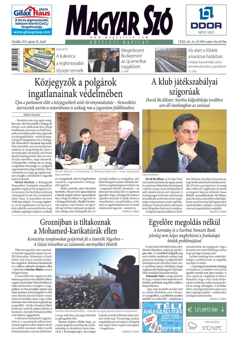 Magyar Szó, 72. évf. 2015. január 20. 14. sz. 1–20. oldal