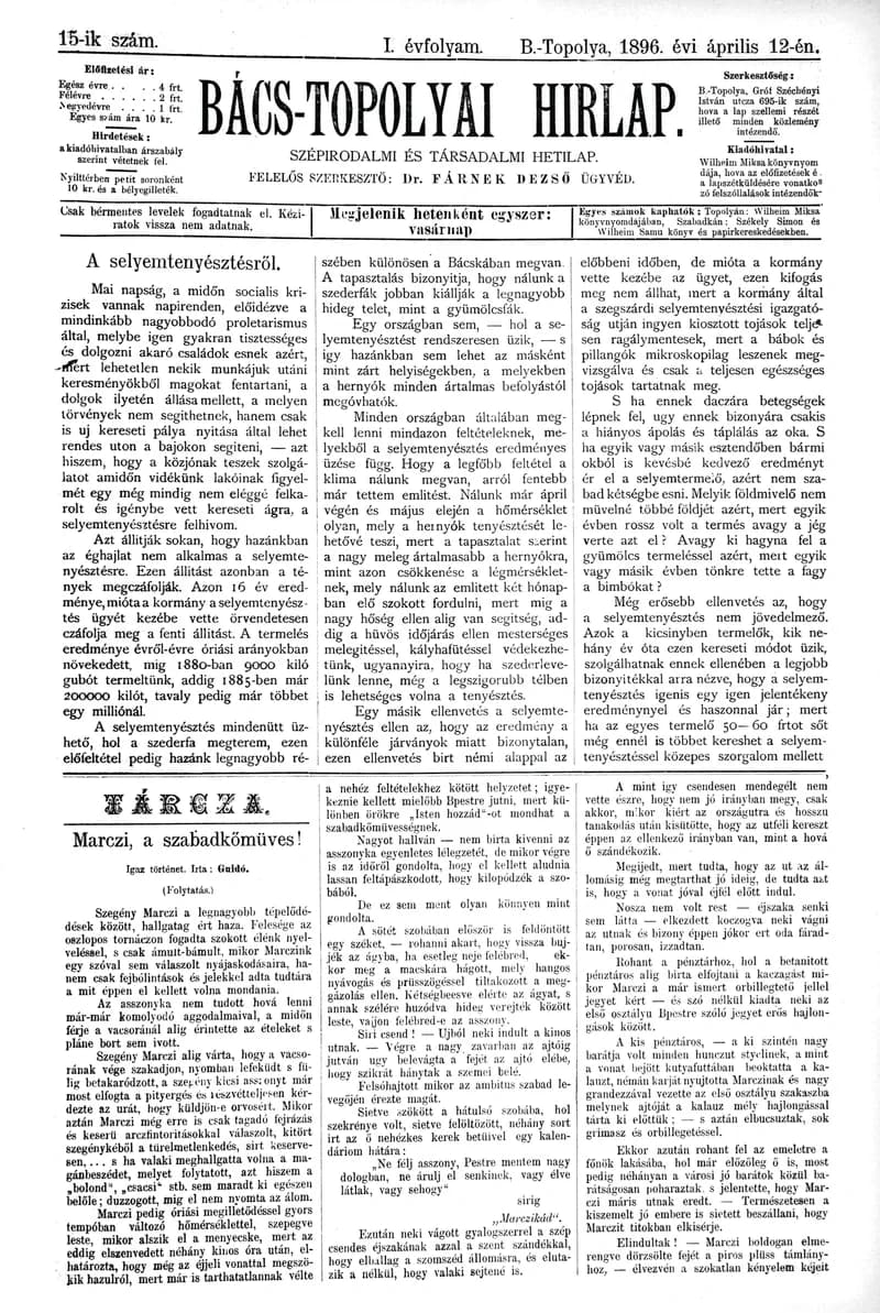 Bács-Topolyai Hirlap, 1. évf. 1896. április 12. 15. sz.