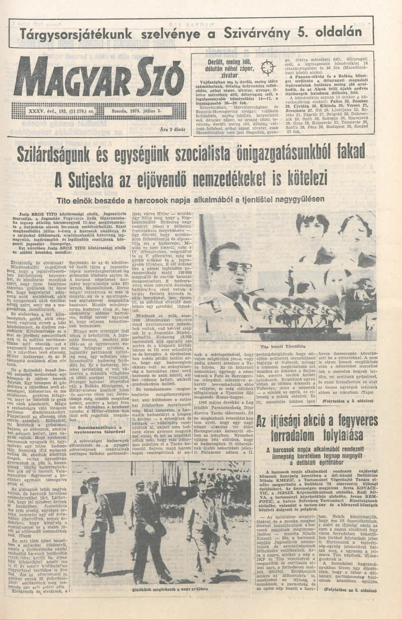 Magyar Szó, 35. évf. 1978. július 5. 182. sz. 1–16. oldal