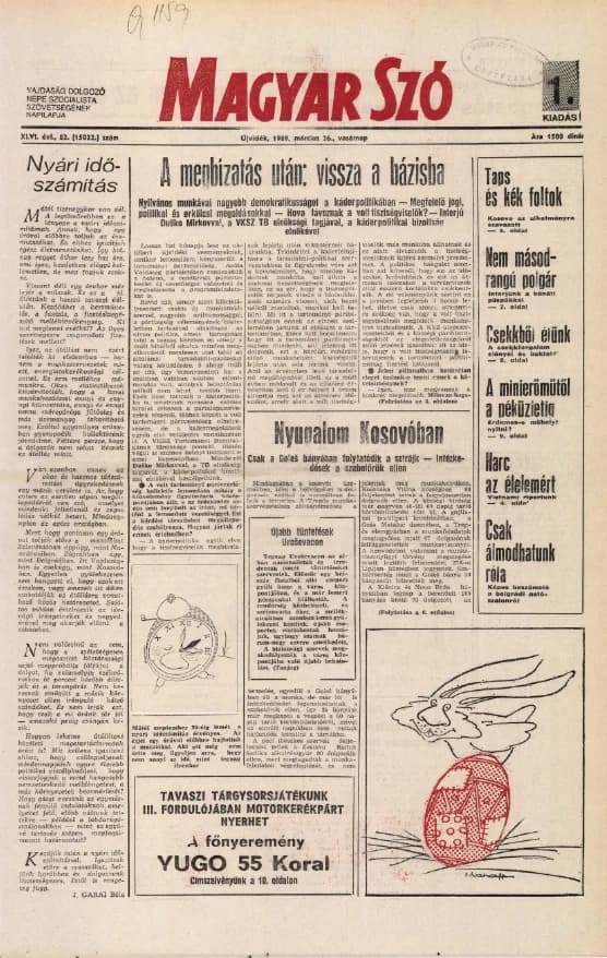 Magyar Szó, 46. évf. 1989. március 26. 82. sz. 1–32. oldal