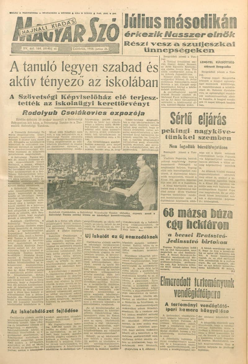 Magyar Szó, 15. évf. 1958. június 26. 164. sz. 1–14. oldal