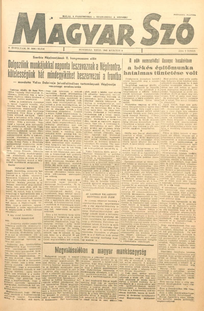 Magyar Szó, 5. évf. 1948. március 9. 59. sz. 1–6. oldal