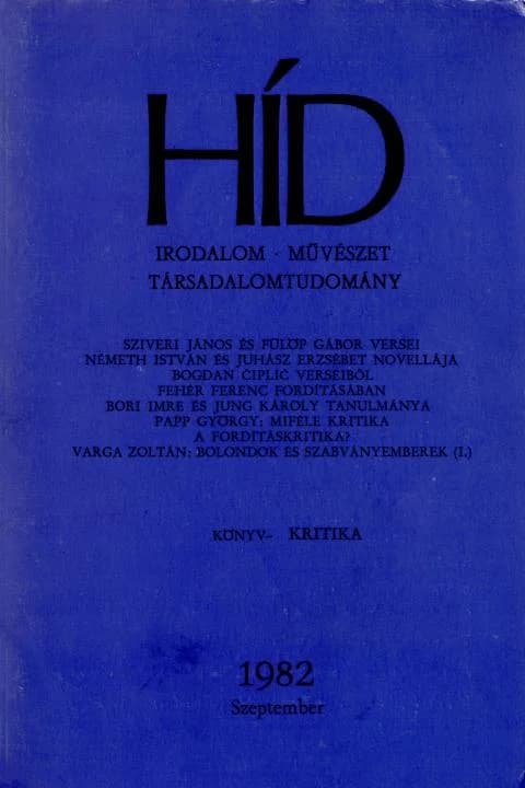 Híd, 46. évf. 1982. szeptember. 9. sz. 981–1096. oldal