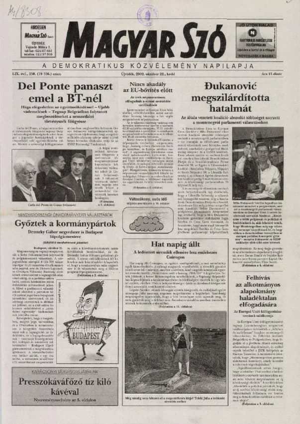 Magyar Szó, 59. évf. 2002. október 22. 250. sz. 1–16. oldal