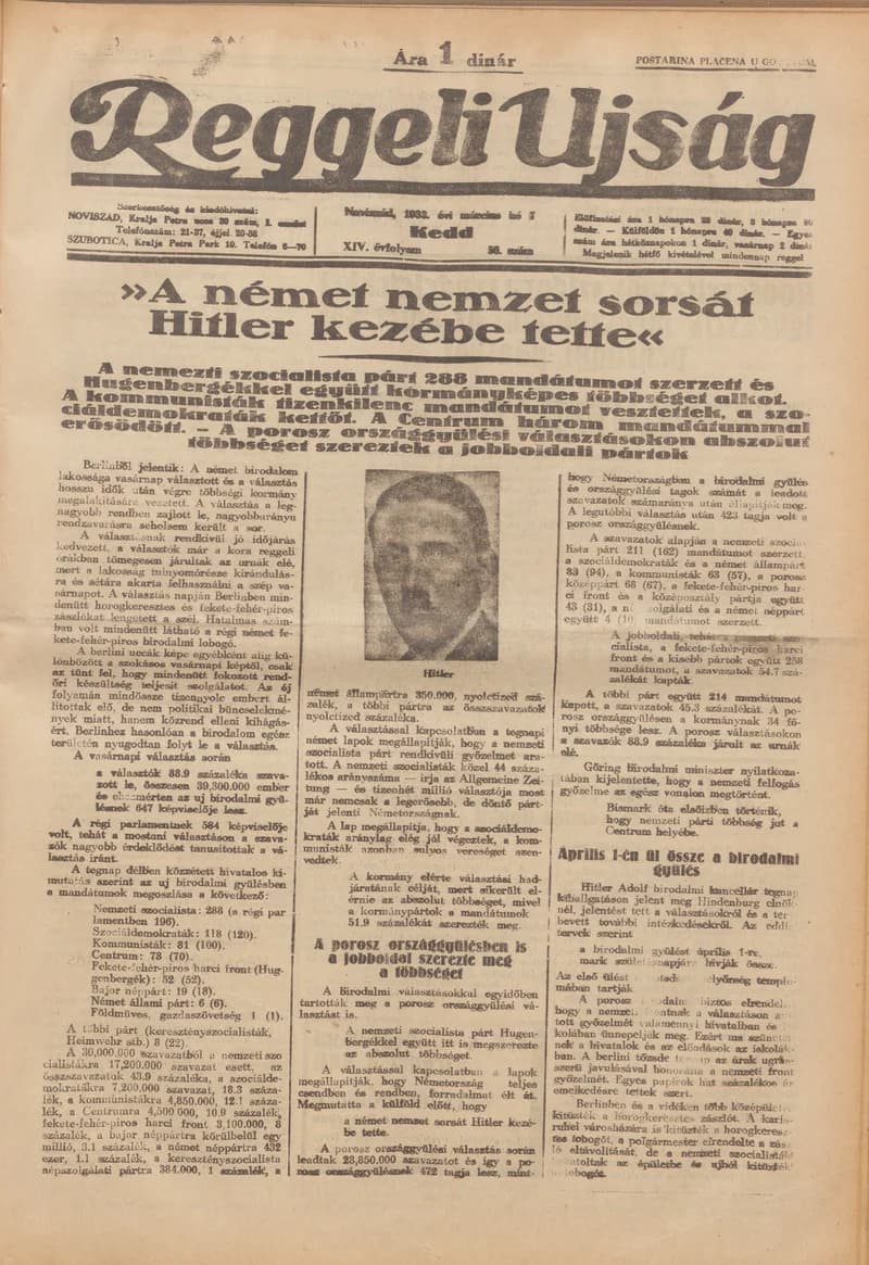 Reggeli Újság, 14. évf. 1933. március 7. 56. sz.