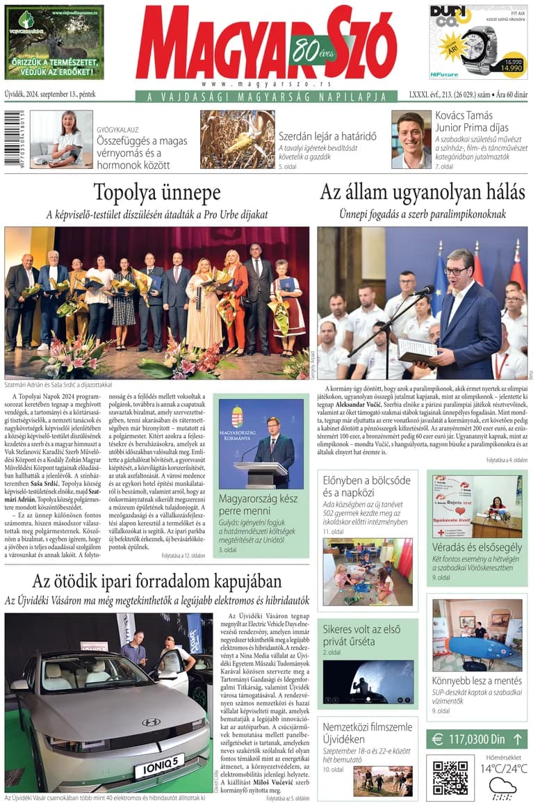 Magyar Szó, 81. évf. 2024. szeptember 13. 213. sz. 1–16. oldal