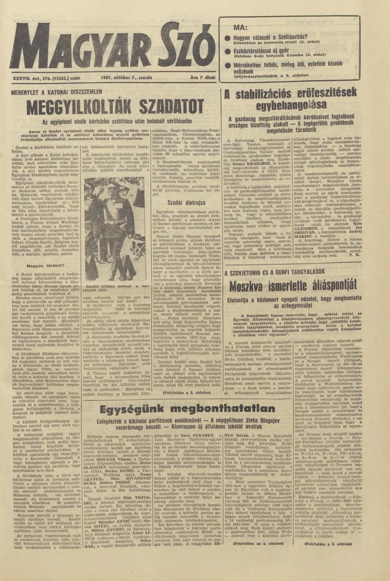 Magyar Szó, 38. évf. 1981. október 7. 276. sz.