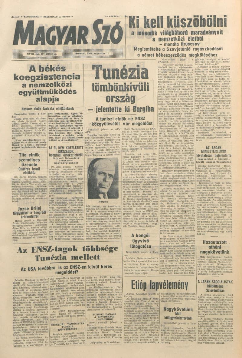 Magyar Szó, 18. évf. 1961. augusztus 12. 187. sz. 1–12. oldal