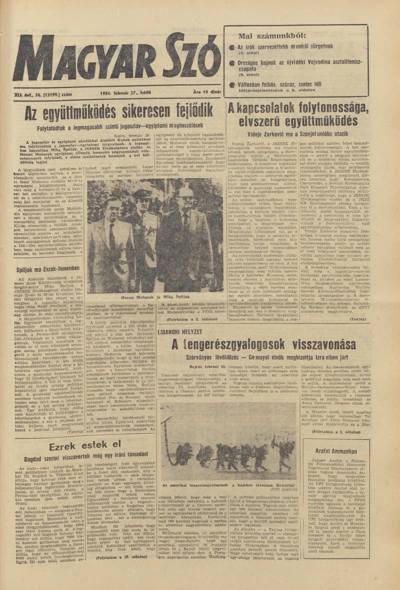 Magyar Szó, 41. évf. 1984. február 27. 56. sz. 1–8. oldal