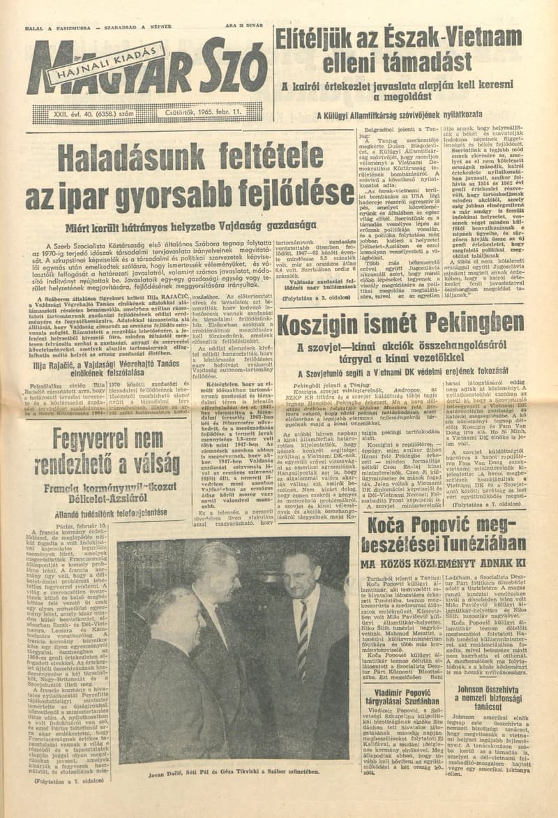Magyar Szó, 22. évf. 1965. február 11. 40. sz. 1–16. oldal