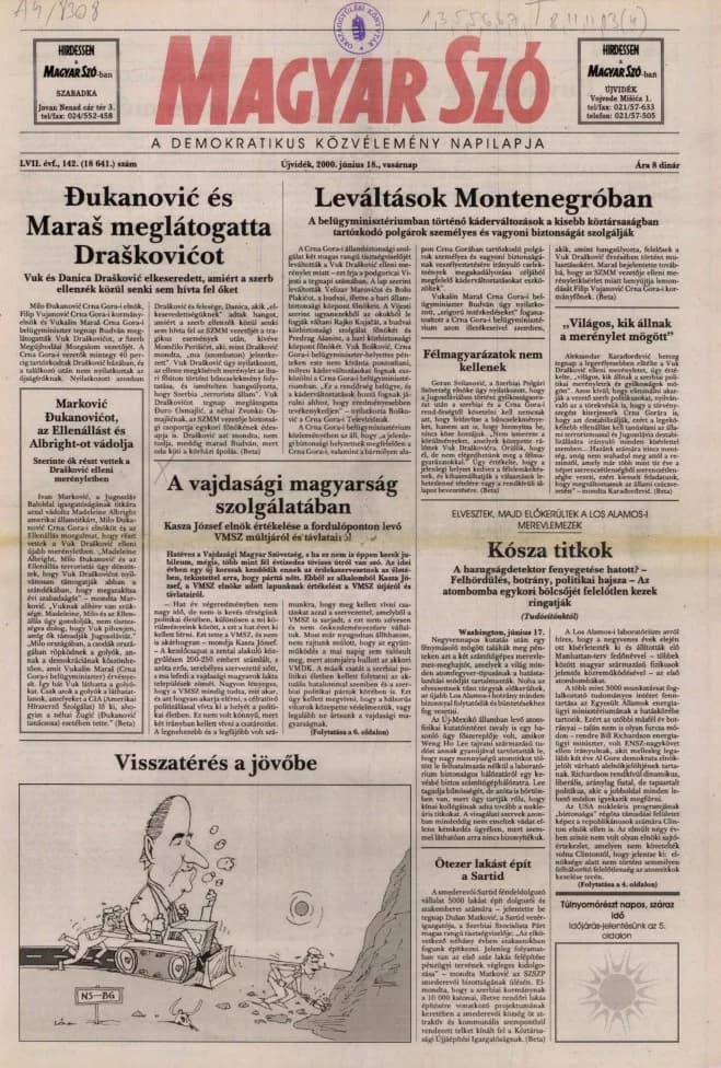 Magyar Szó, 57. évf. 2000. június 18. 142. sz. 1–24. oldal