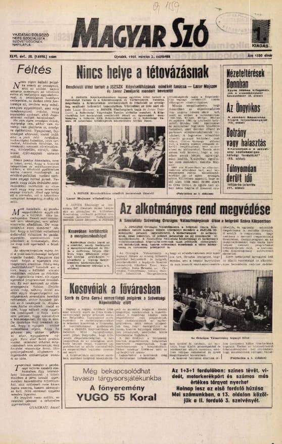 Magyar Szó, 46. évf. 1989. március 2. 58. sz. 1–16. oldal