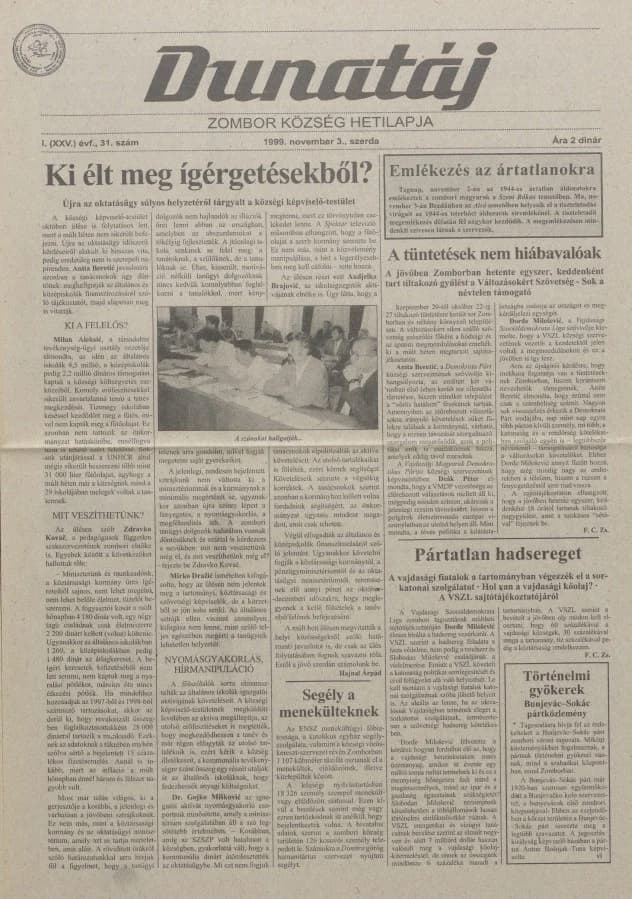 Dunatáj, 1. évf. 1999. november 3. 31. sz.