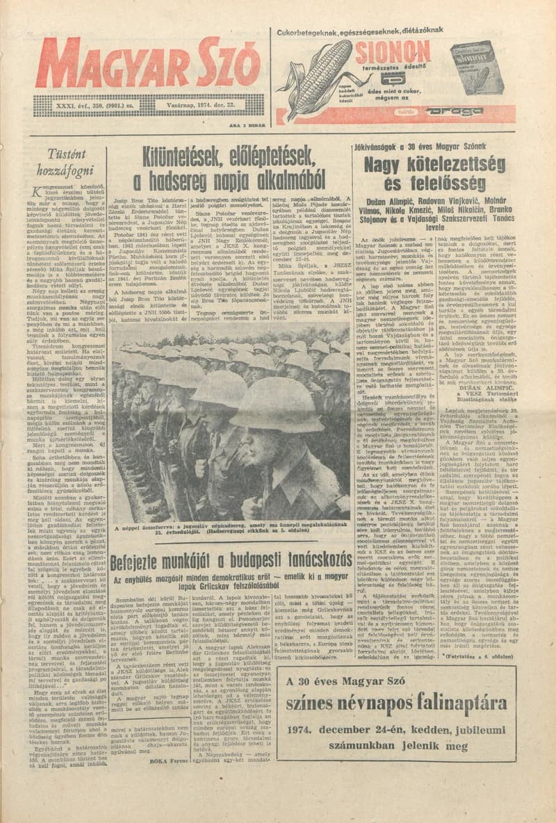 Magyar Szó, 31. évf. 1974. december 22. 350. sz. 1–32. oldal