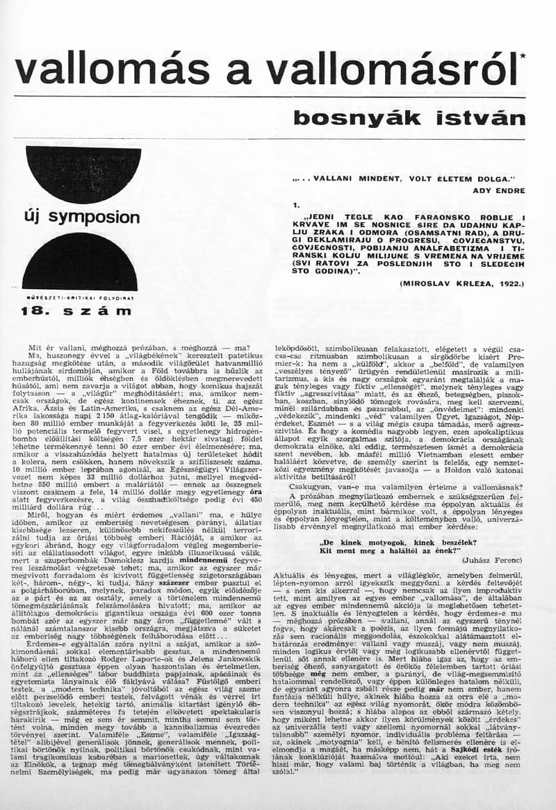 Új Symposion, 2. évf. 1966. 18. sz. 1–28. oldal